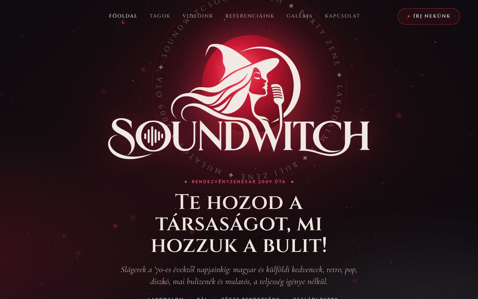 A Soundwitch rendezvényzenekar új weboldala