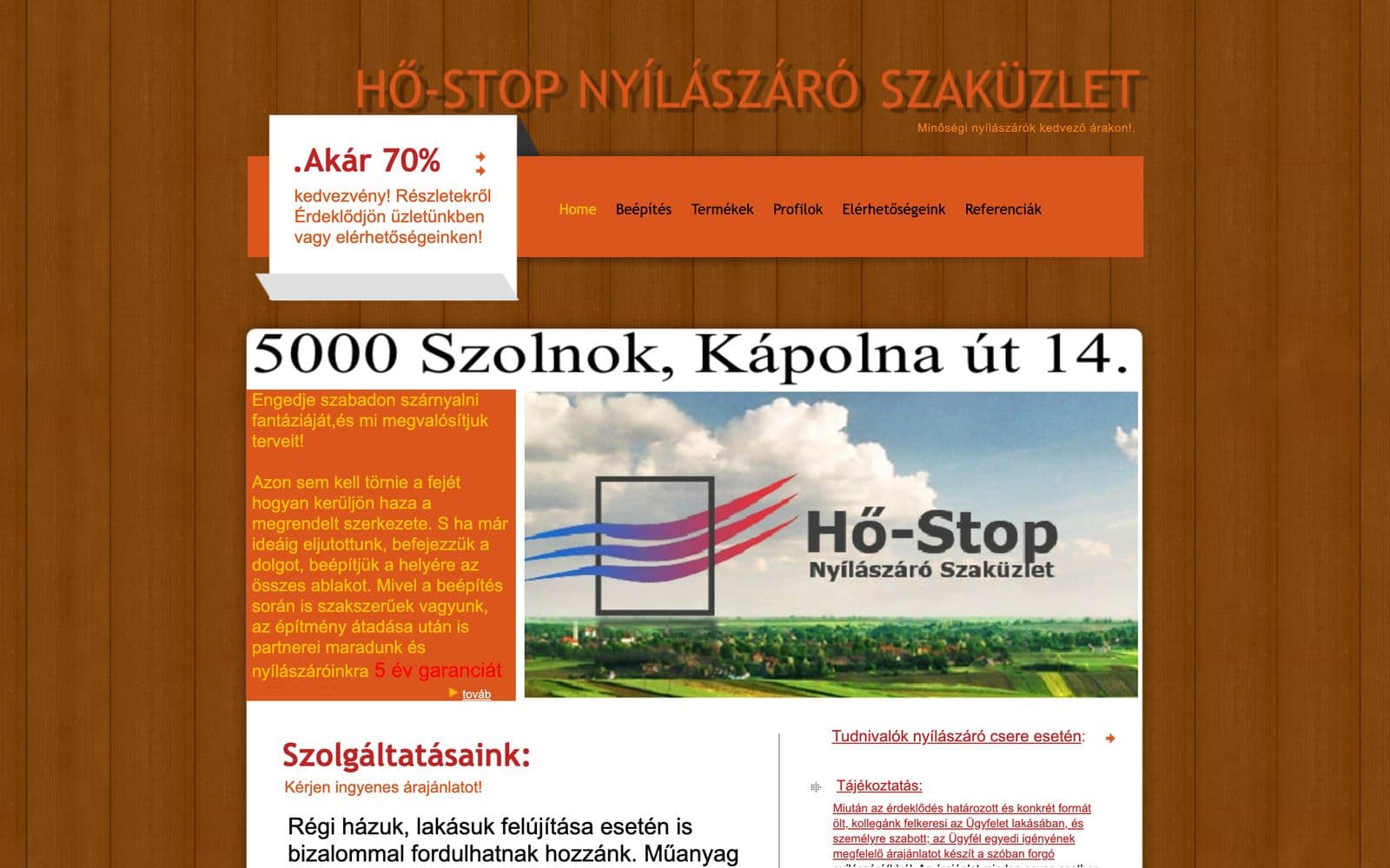 Hő-Stop: a régi weboldal